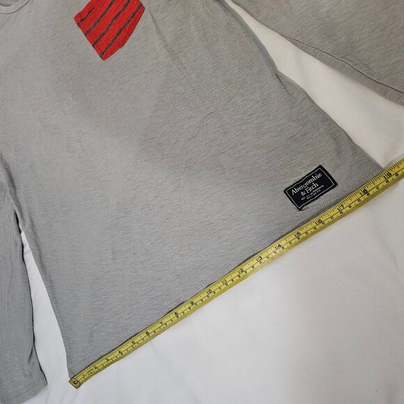 Abercrombie & Fitch - Men's Long-Sleeve Striped Pocket Tee Grey Medium - Picture 6 of 15